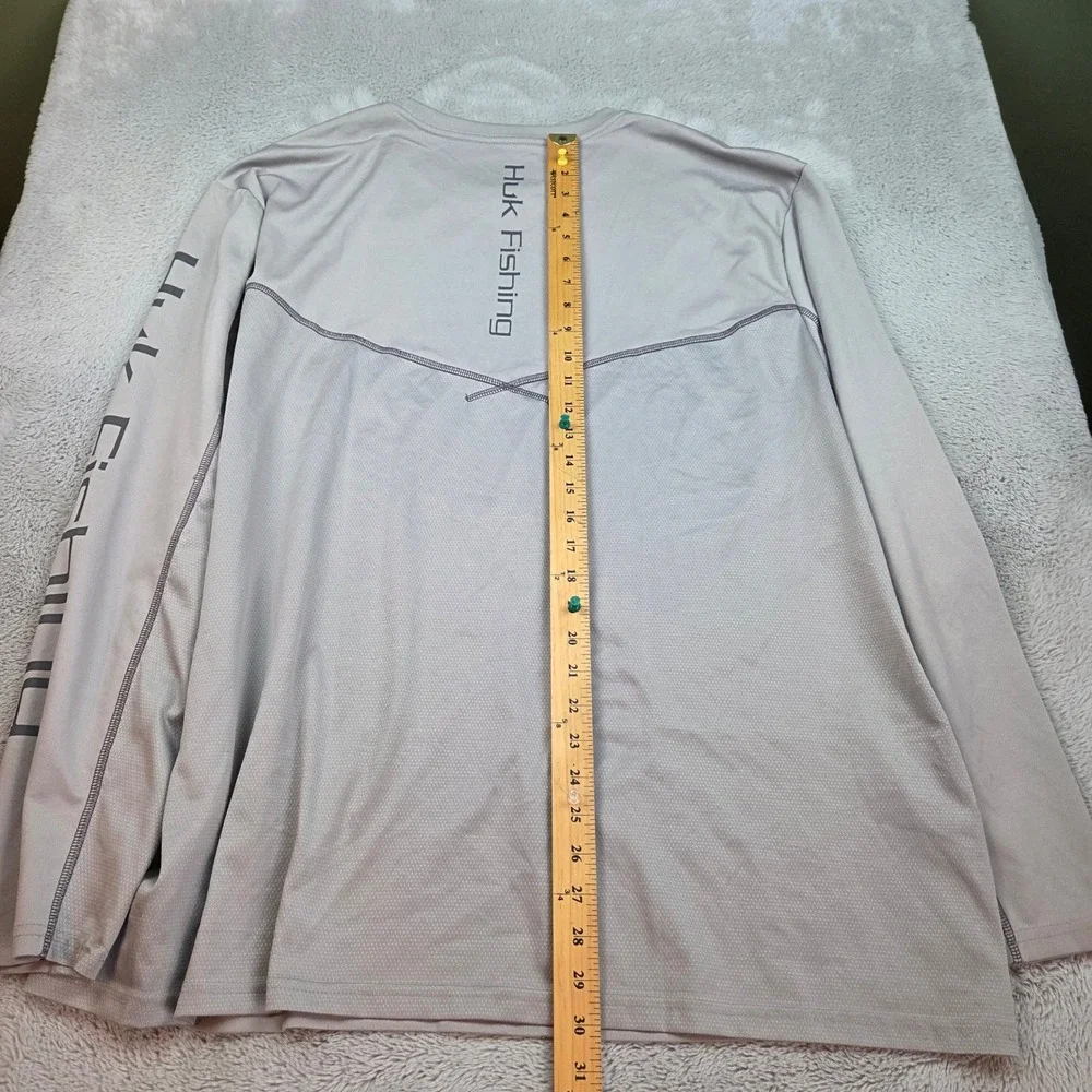 Huk Performance Fishing Shirt Mens XXXL Long Sleeve Graphic Logo Tee Grey XXXL